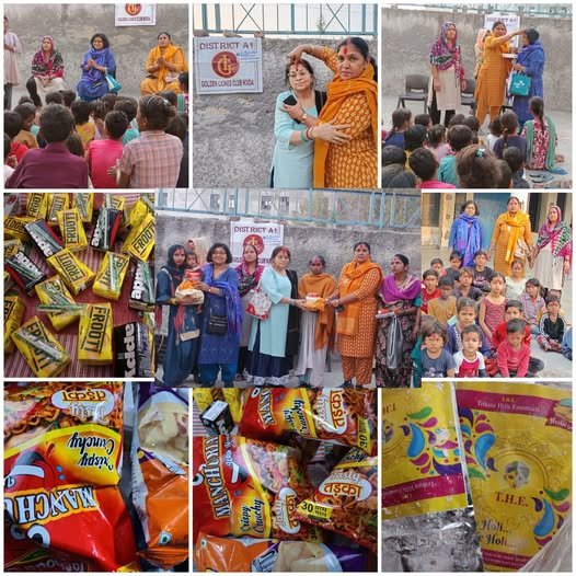 गोल्डन क्लब नोएडा द्वारा होली का त्योहार स्लम बच्चों के साथ निठारी गांव में मनाया गया